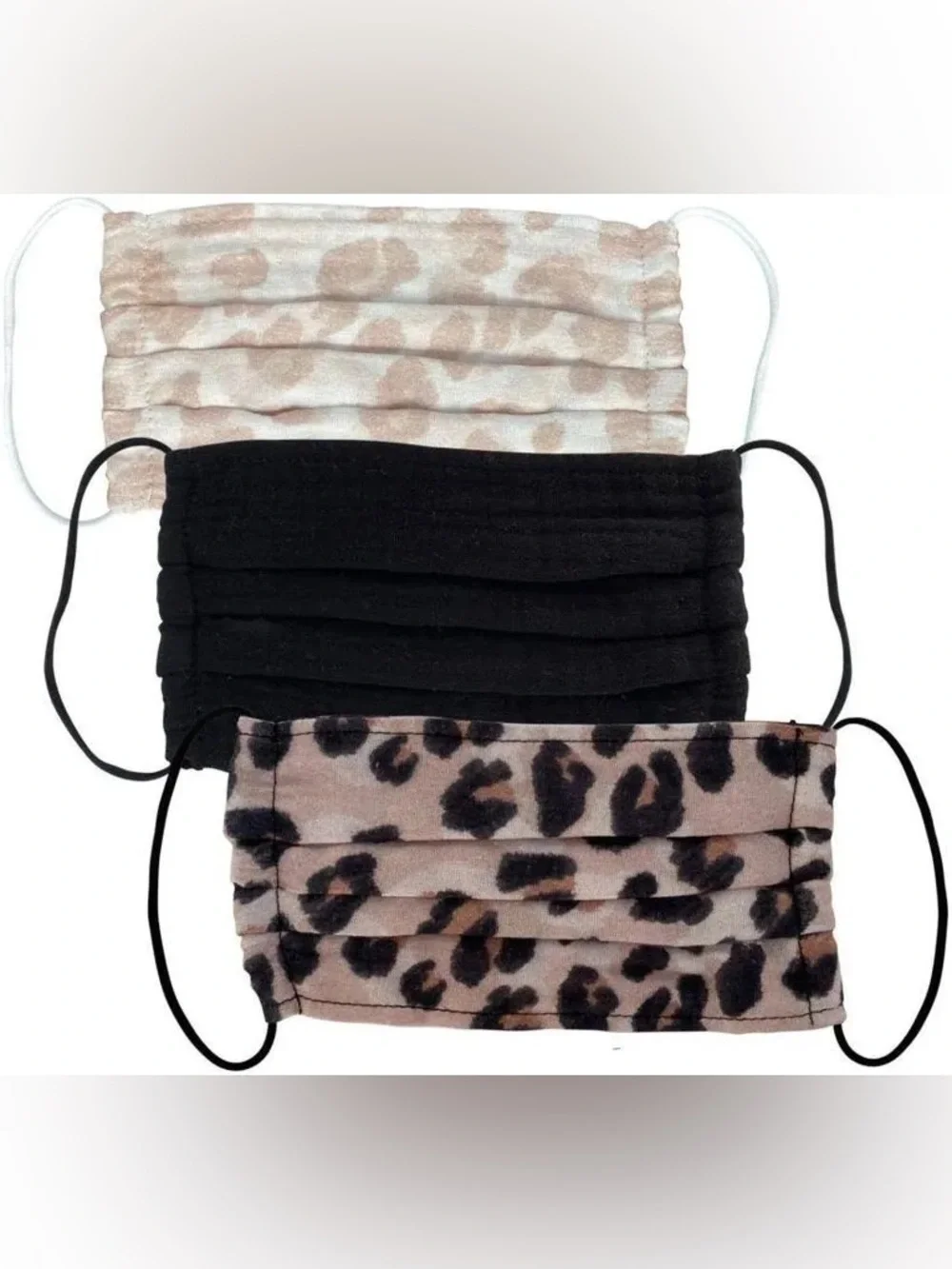 Kitsch Reusable Face Mask Set (3) – Black, Beige, Leopard